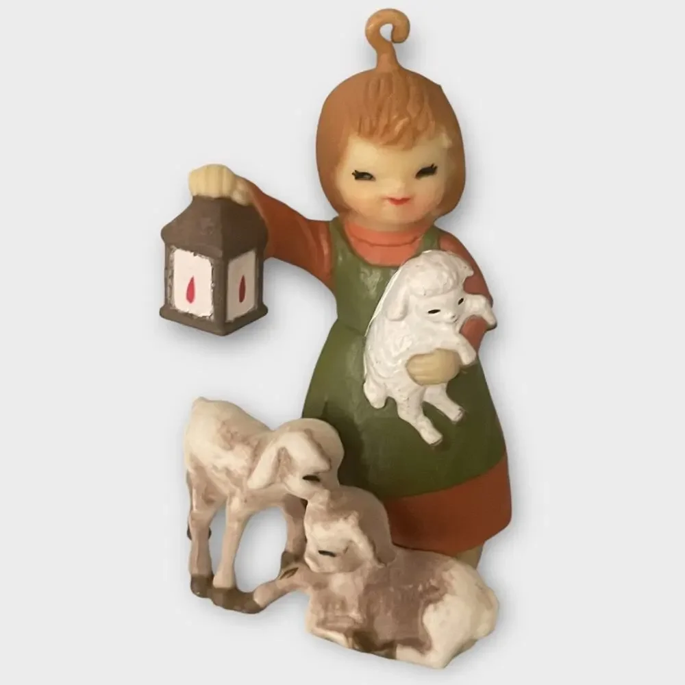 Christmas Around The World Little Shepherd Ornament Set Boy Girl Lamb Bunny VTG